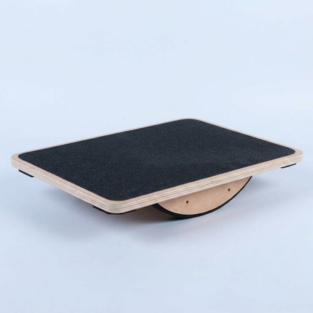 Wooden Balance Board - solid plywood board with textured non slip top for stability training