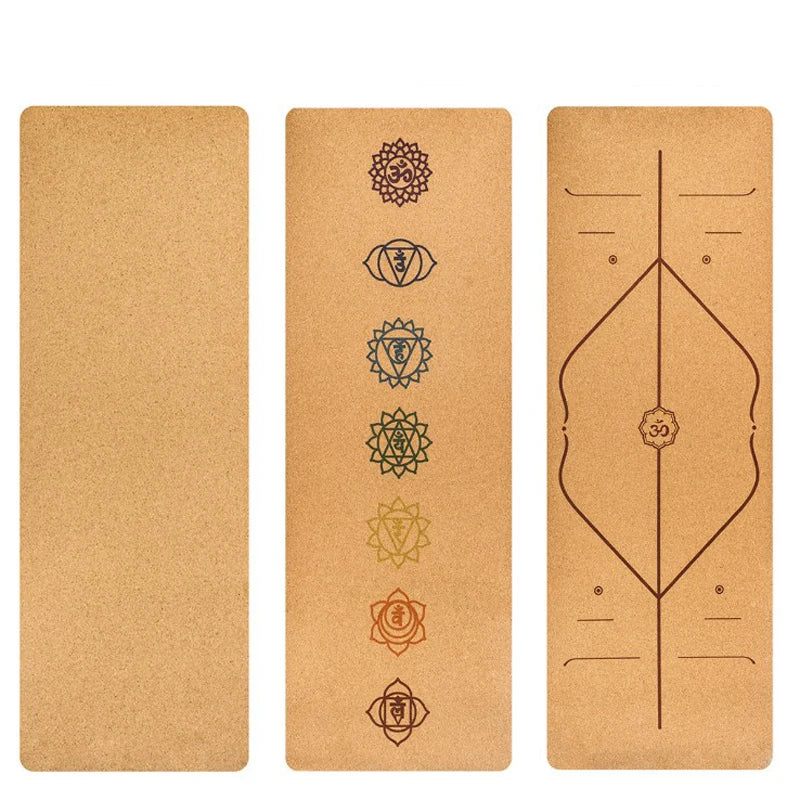 Cork Yoga Mat - natural cork top layer with cushioned TPE base