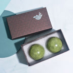 Jade Stone Massage Ball Set - two natural jade balls for hand and foot pressure point relief