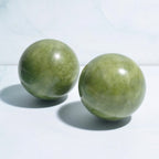 Jade Stone Massage Ball Set - two natural jade balls for hand and foot pressure point relief
