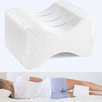 Memory Foam Knee Pillow - contoured pillow for side sleeping hip and back alignment