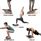 Wooden Balance Board - solid plywood board with textured non slip top for stability training